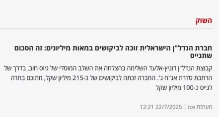 חברת הנדל"ן הישראלית זוכה לביקושים במאות מיליונים: זה הסכום שתגייס - דוניץ אלעד