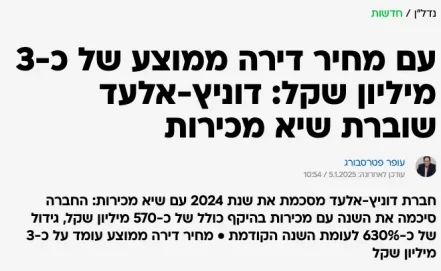 דוניץ-אלעד שוברת שיא מכירות - דוניץ אלעד